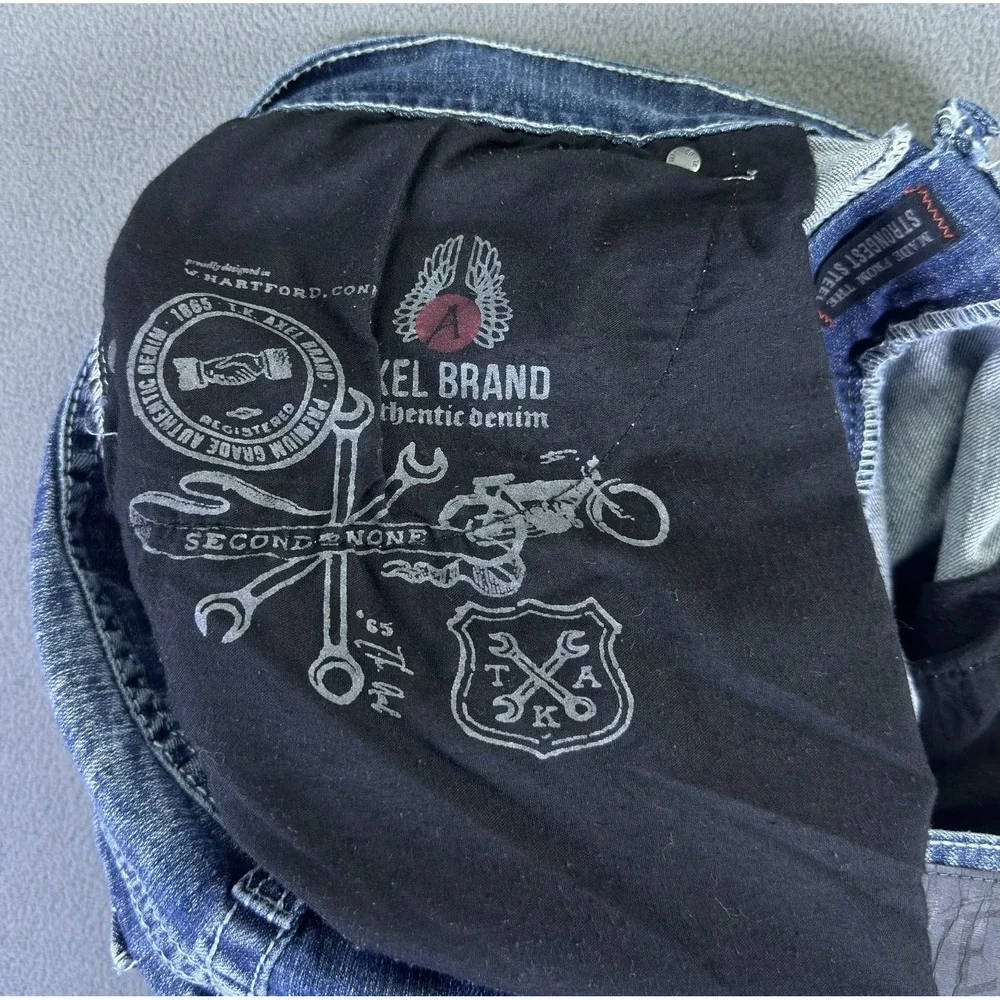 TK Axel Jeans Mens 38x32 Blue Vintage Bootcut Cowboy Flap Pocket Embroidered Y2K